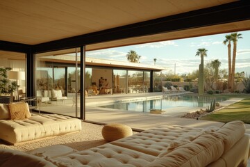Aufkleber - Modern Luxury Home with a Stunning Poolside Lounge