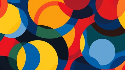 Poster - A dynamic abstract background with overlapping circles in bold primary colors, creating a playful and energetic pattern