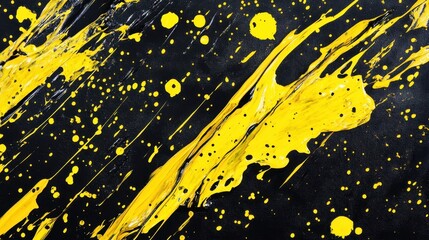 Wall Mural - vibrant abstract acrylic paint background with bold yellow strokes - artistic texture and colorful d