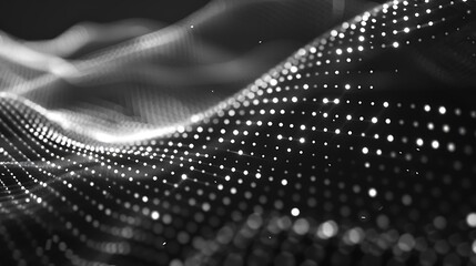 Poster - A sleek and minimalistic background featuring a grid of dots and lines forming geometric patterns in monochrome shades