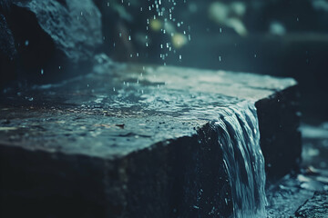 Mystical water poured into mud with close-up of wet earth and natural textures