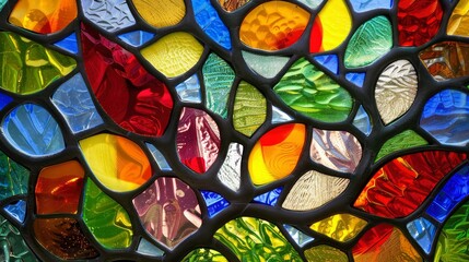 Aufkleber - colorful stained glass window leaf, closeup of photo