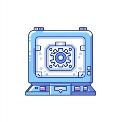 Poster - Blue Device Showing Internal Gear Mechanism