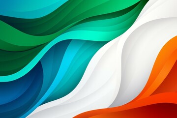 Aufkleber - Abstract background design featuring colorful wavy stripes in shades of green, blue, white, and orange