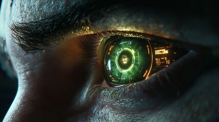 Poster - Close-up of a futuristic cybernetic eye.