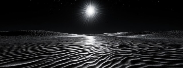 Wall Mural - bright star over dark desert dunes at night.