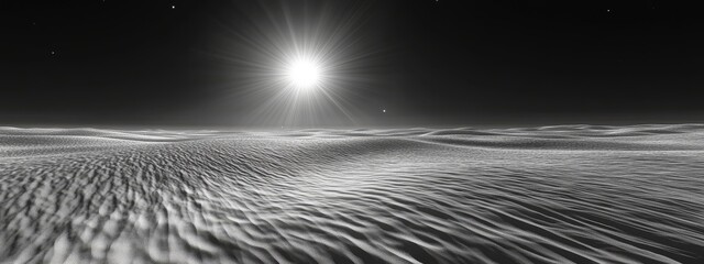 Wall Mural - bright sun over a vast, undulating sand dune desert landscape.