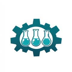 Poster - Three Erlenmeyer Flasks Inside a Gear Design