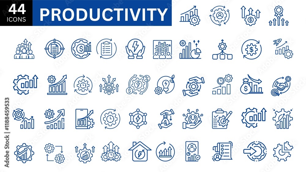Productivity line icon set. Stock Illustration | Adobe Stock