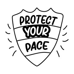 Sticker - Defence shield with text protect your pace, glyph sticker 