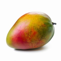 Poster - Fresh mango fruit with red, green, and yellow skin, isolated on a white background