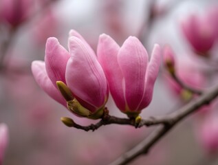 Wall Mural - magnolia buds on a branch