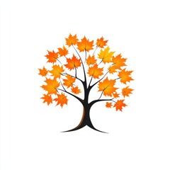 Wall Mural - Autumn Maple Tree with Orange Leaves Design