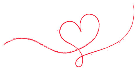 Wall Mural - vector illustration of a vibrant red heart drawn with a textured continuous line, perfect for romant