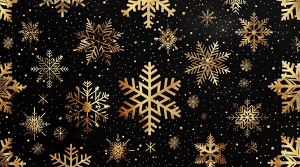 Aufkleber - Golden snowflakes are shown in close-up on a dark background that is studio-clean, with enough of room for writing or a backdrop, Generative AI.