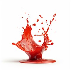Poster - Dynamic splash of red liquid, creating an abstract form against a clean white backdrop