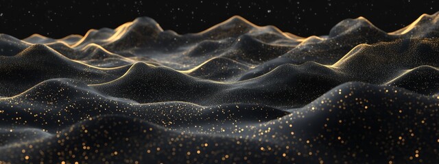 Wall Mural - glittering dark hills under starry night sky.