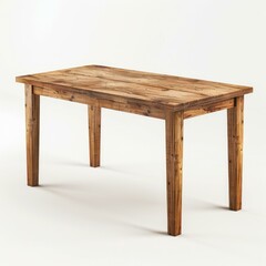 Poster - Rustic wooden table with four legs, crafted from reclaimed wood, isolated on a white background in a studio setting, ideal for interior design projects