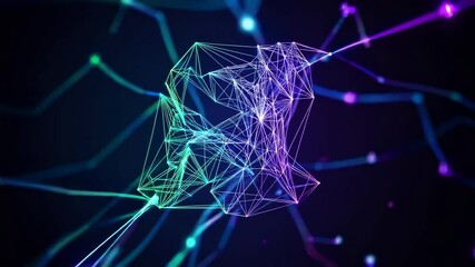 Poster - Abstract Neon Lines and Geometric Shapes in Futuristic Motion