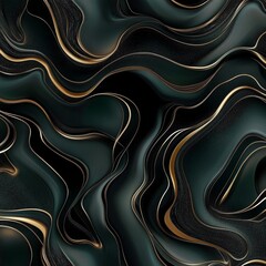 Poster - Abstract dark green and gold marble texture. (1)