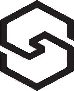 Letter S logo in pentagonal shape using white background 