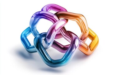 Poster - Colorful Abstract Shapes Intertwined in Modern Design with Shiny Smooth Surfaces