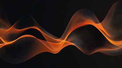 Poster - Abstract orange waves on black background