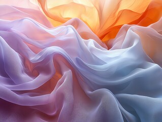 Fototapete - Pastel colored abstract waves flowing and mixing together