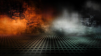 Poster - Abstract dark futuristic stage, smoke, lights