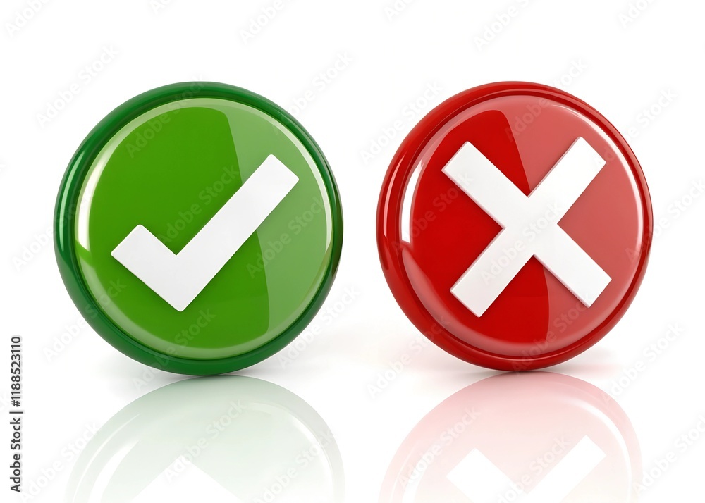 Check mark icon button set. Check box icon with right and wrong buttons ...