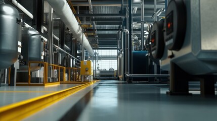 Poster - Industrial Interior View of Modern Factory Machinery and Equipment