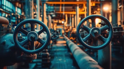 Poster - Industrial Pipes and Valves in a Manufacturing Facility