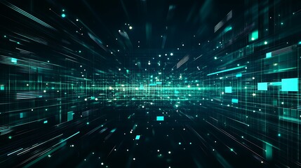 Poster - Abstract digital city, futuristic tunnel, motion blur, tech