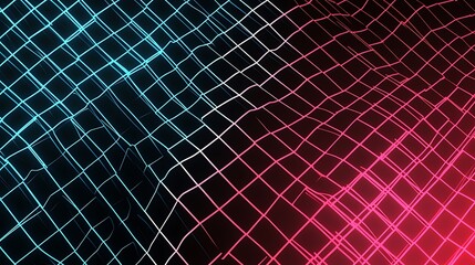 Poster - Abstract grid neon lines, futuristic background