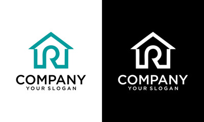 Aufkleber - Creative Letter R Roof Building Architecture Roofing House Rooftop Simple Monogram Icon Vector Logo Design
