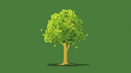 Poster - A simple illustration of a tree with green leaves on a green background.