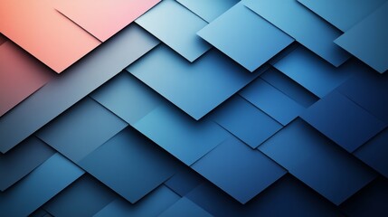 Poster - Abstract Geometric Background with Overlapping Squares in Gradient Shades of Blue and Pink creating a modern minimalist design