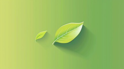 Wall Mural - A 3D rendering of a green leaf on a green background.