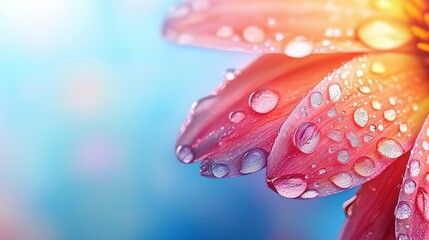 Wall Mural - A close up of a flower with water droplets on it