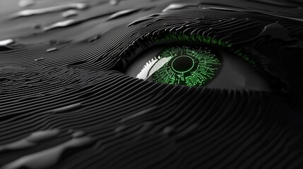 Poster - Close-up of a futuristic eye with green circuitry.