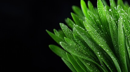 Wall Mural - A close up of a green plant with water droplets on it