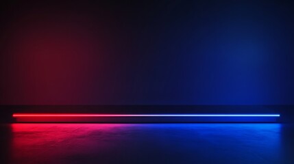 Poster - Neon light display on dark studio floor
