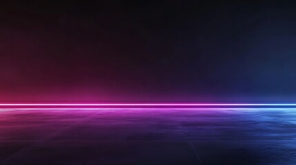 Poster - Neon lights on dark floor; futuristic studio background; photography backdrop; product presentation