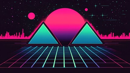 Poster - futuristic graphic design, geometric shapes, vibrant colors, digital art, graphic background