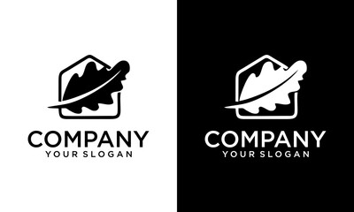 Aufkleber - Creative Oak leaf logo with house concept, logo design template.
