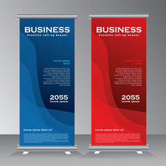 Wall Mural - roll up banner design template, vertical banner template design, business stand tempalte. modern x-b