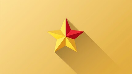 Poster - A single yellow and red star with a long shadow on a yellow background.
