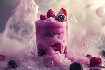 Wall Mural - Frozen Berry Smoothie With Whipped Cream Topping