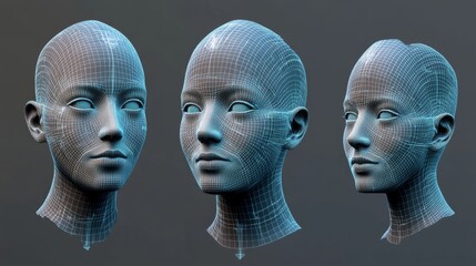 Poster - 3d rendering of artificial intelligence ai research depicting robot and cyborg development for advan