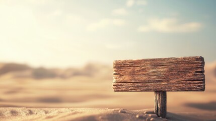 Poster - A weathered signpost stands alone in a vast desert landscape, highlighting isolation and the beauty of arid environments under a clear sky.